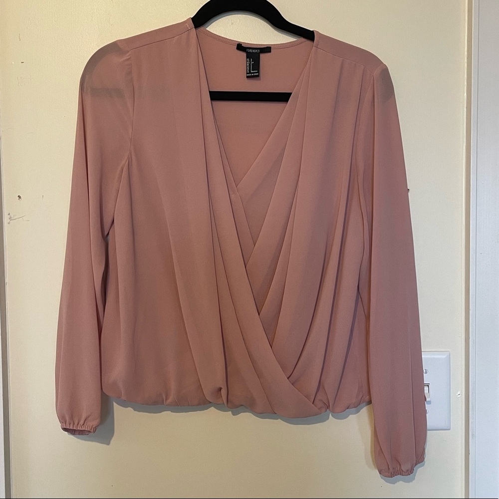Forever21 Pink Blouse Wrap Blouse (Size S)